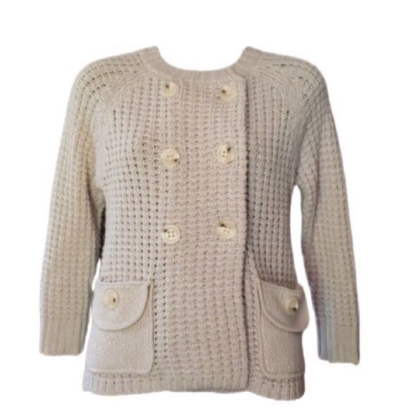 BCBGMaxAzria Merino Wool Waffle Knit Cardigan XS Gray - Picture 4 of 9